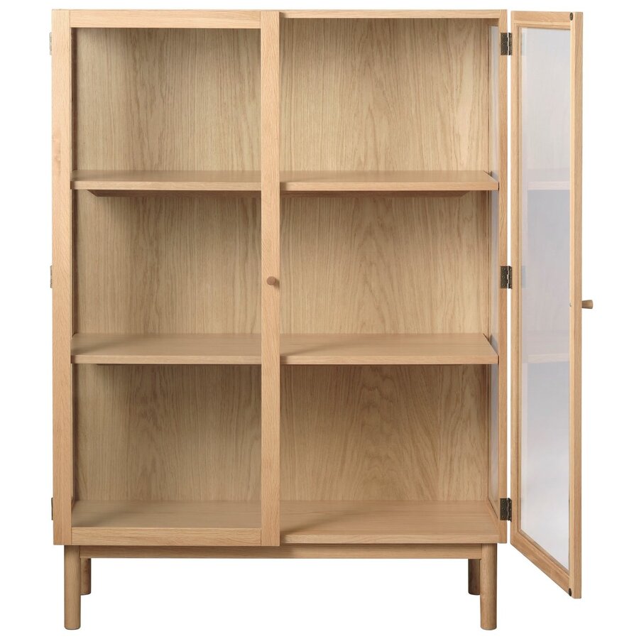 Elba Glas / Eiken Vitrinekast H140 cm Elba Glas / Eiken Vitrinekast H140 cm