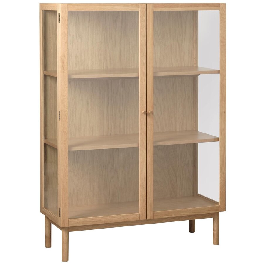 Elba Glas / Eiken Vitrinekast H140 cm Elba Glas / Eiken Vitrinekast H140 cm