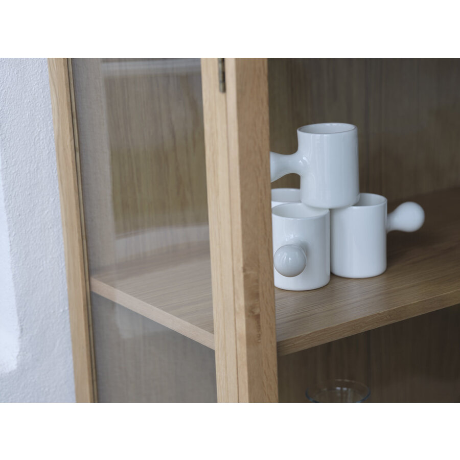 Elba Glas / Eiken Vitrinekast H140 cm Elba Glas / Eiken Vitrinekast H140 cm