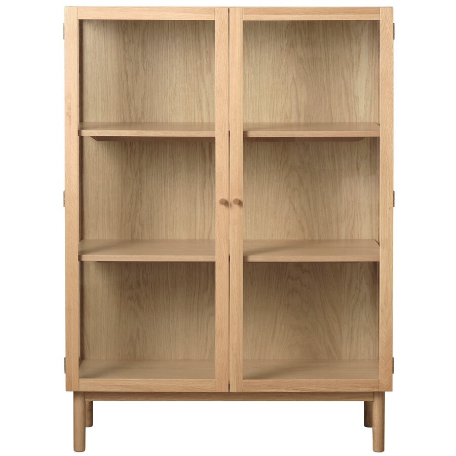 Elba Glas / Eiken Vitrinekast H140 cm Elba Glas / Eiken Vitrinekast H140 cm