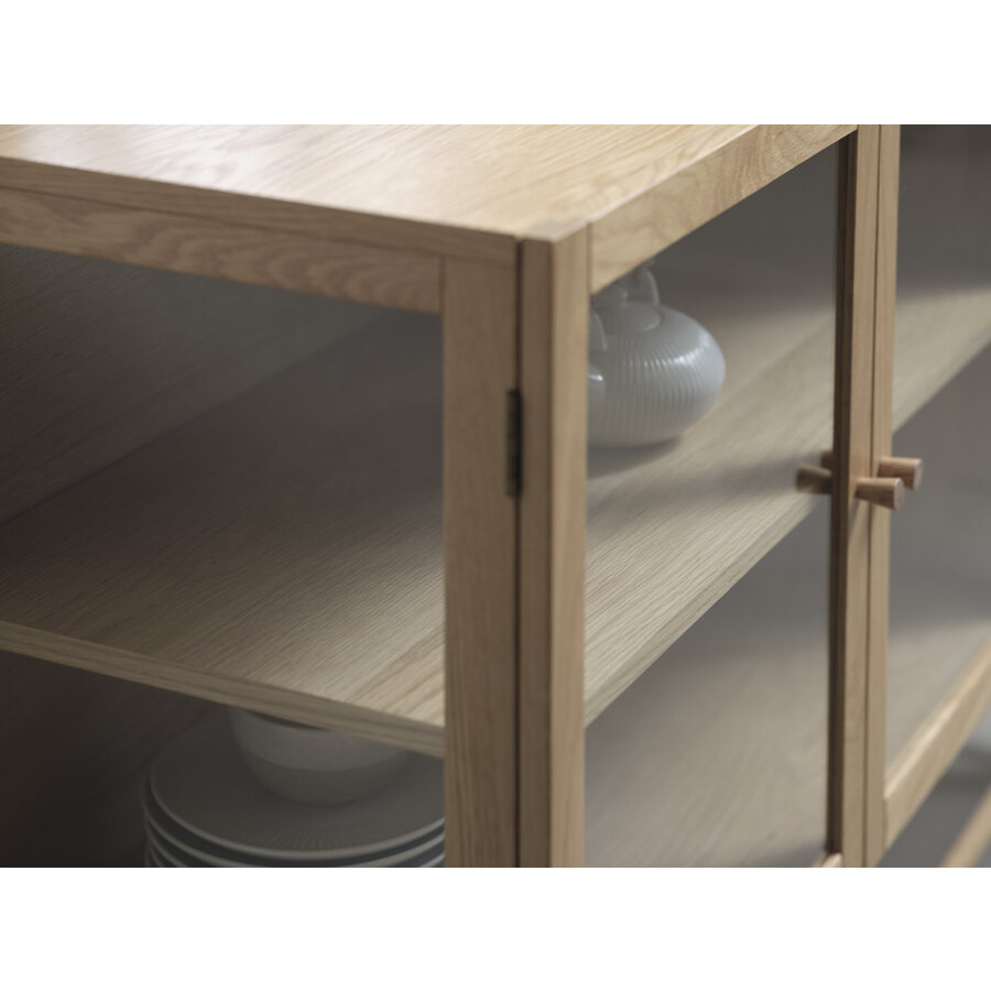 Elba Glas / Eiken Dressoir 3-Deuren