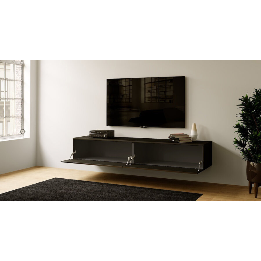 Levana Turin Zwart 200 cm TV Wandmeubel