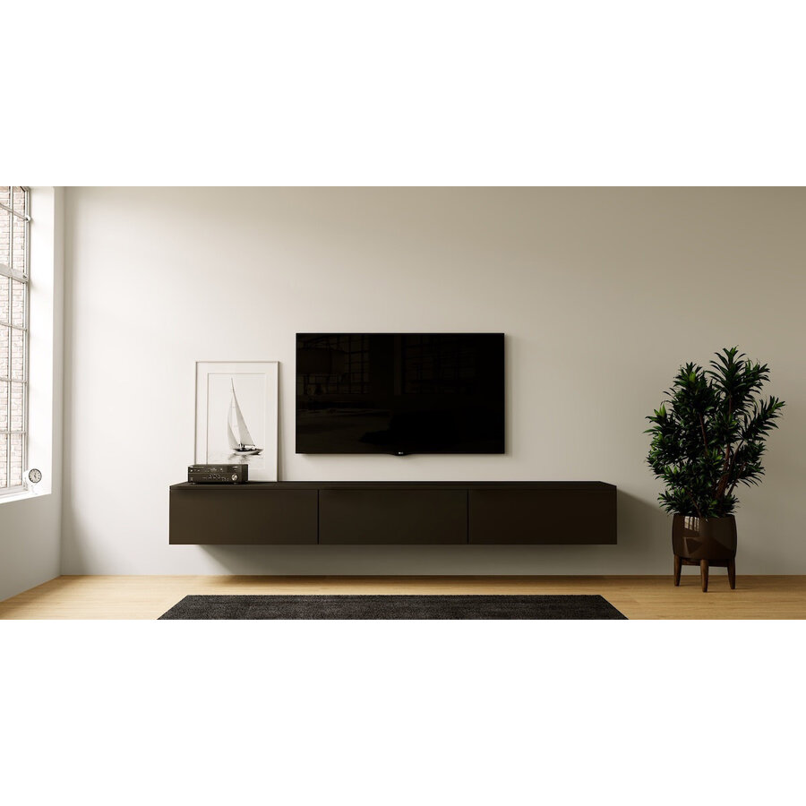 Levana Turin Zwart 300 cm TV Wandmeubel Levana Turin Zwart 300 cm TV Wandmeubel