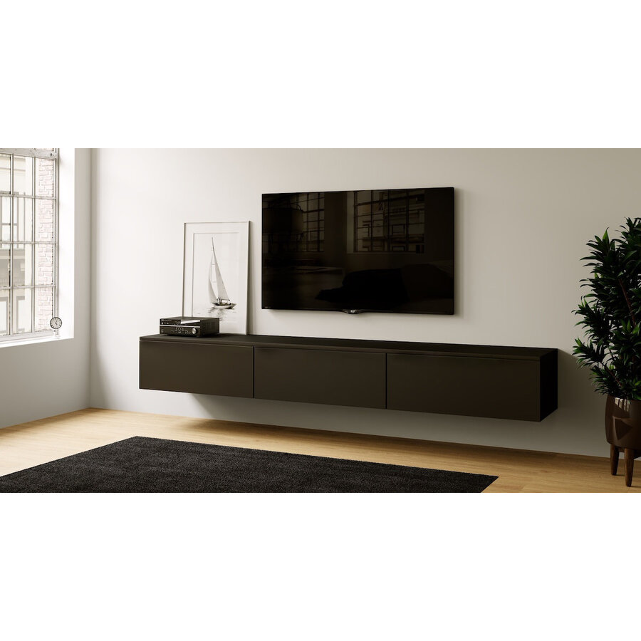 Levana Turin Zwart 300 cm TV Wandmeubel Levana Turin Zwart 300 cm TV Wandmeubel