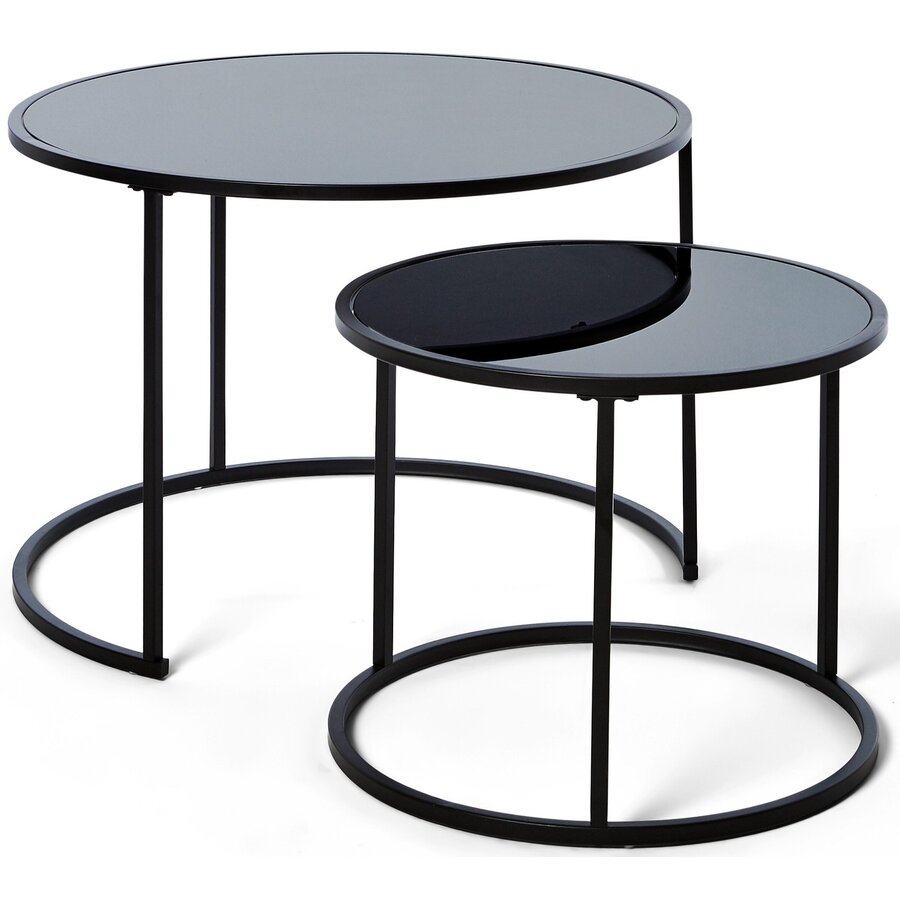 Sol Glazen Salontafel Set Zwart Sol Glazen Salontafel Set Zwart