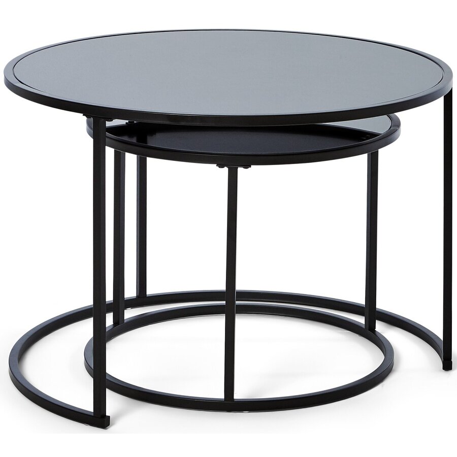 Sol Glazen Salontafel Set Zwart Sol Glazen Salontafel Set Zwart