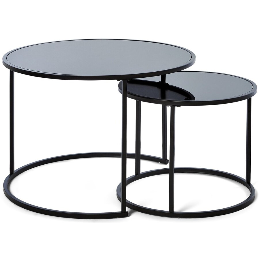 Sol Glazen Salontafel Set Zwart Sol Glazen Salontafel Set Zwart