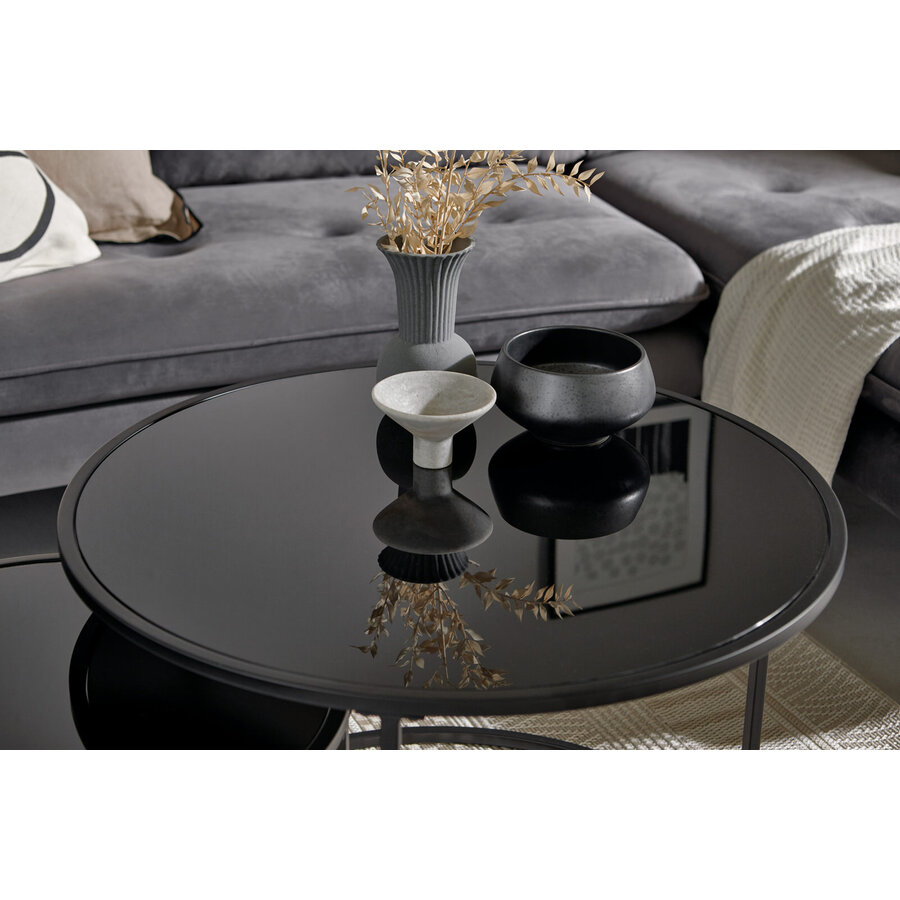 Sol Glazen Salontafel Set Zwart Sol Glazen Salontafel Set Zwart