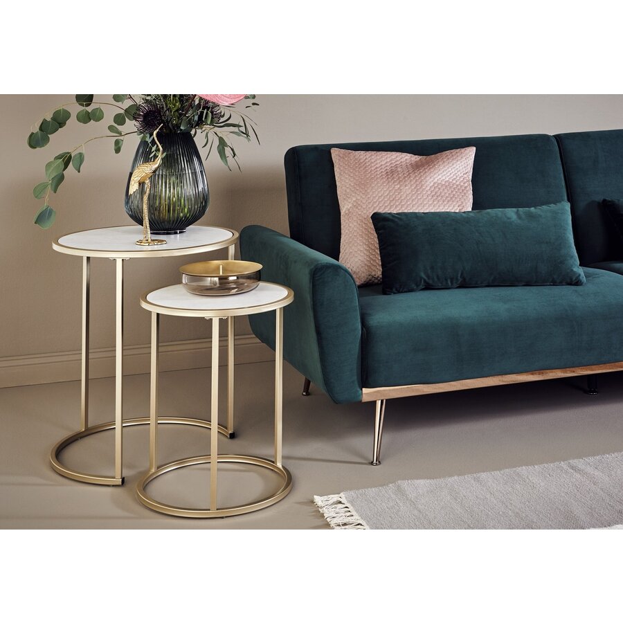 Sol Goud / Marmer Bijzettafel Set