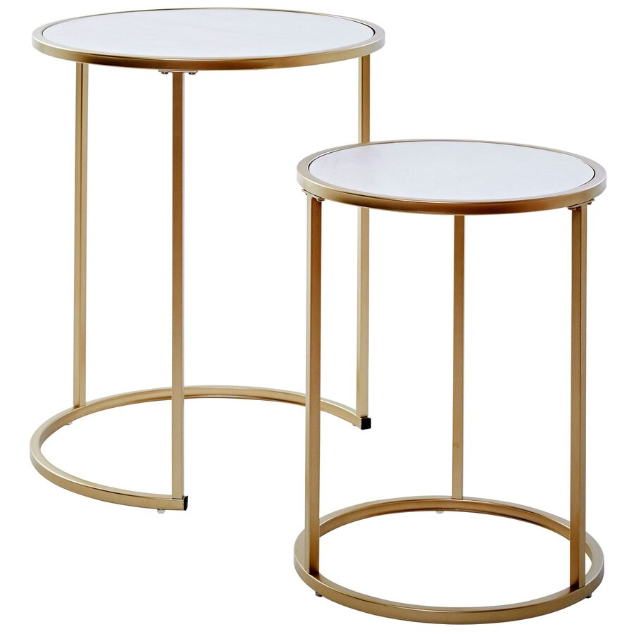 Sol Goud / Marmer Bijzettafel Set