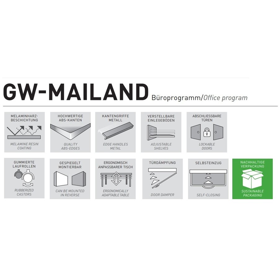 Mailand Grafiet Dressoir 4-Deuren 1-Lade Mailand Grafiet Dressoir 4-Deuren 1-Lade