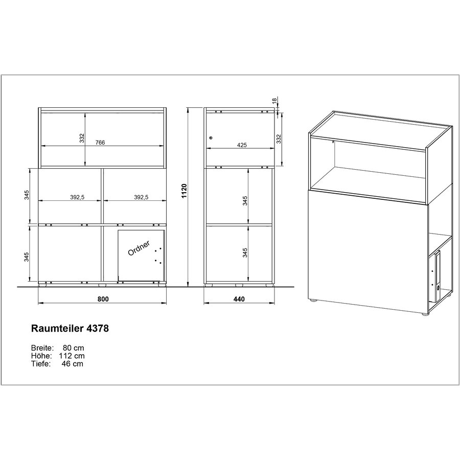 Mailand Grafiet Kantoorkast Divider Mailand Grafiet Kantoorkast Divider