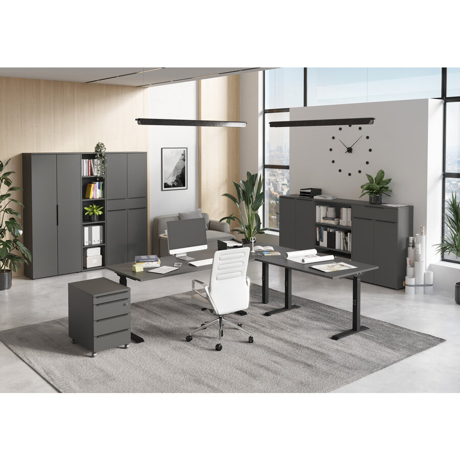 Mailand Grafiet Zit Sta Bureautafel 120 cm