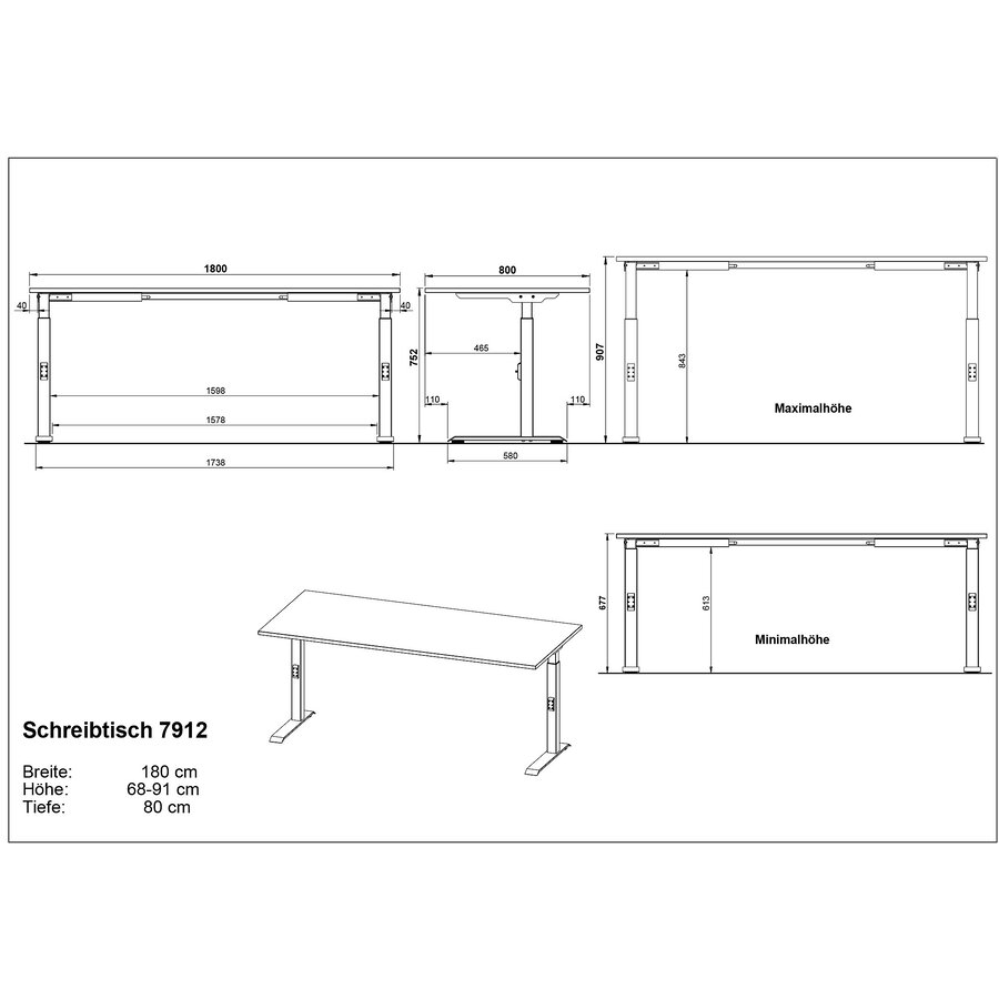 Mailand Grafiet Zit Sta Hoekbureau 260 x 220 cm Mailand Grafiet Zit Sta Hoekbureau 260 x 220 cm