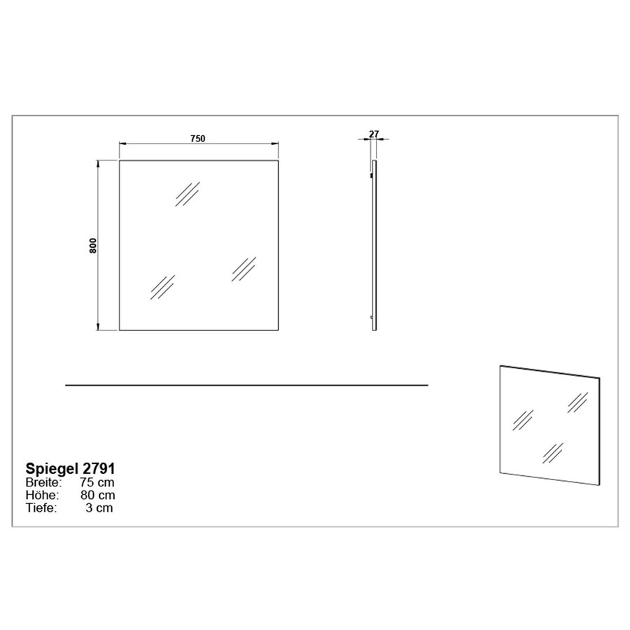 Stanton Grafiet Spiegel 75 x 80 cm
