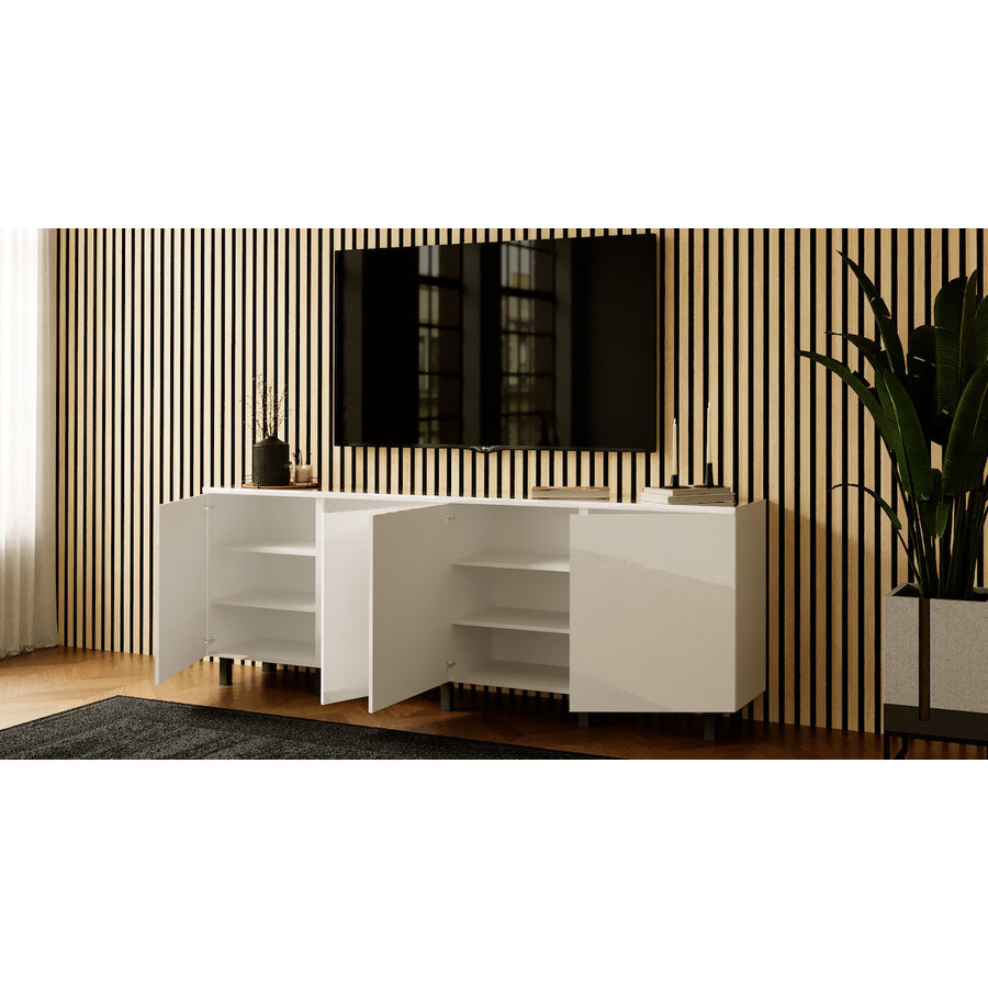 Eco Ayaya 200 cm Dressoir Hoogglans Alpine Wit