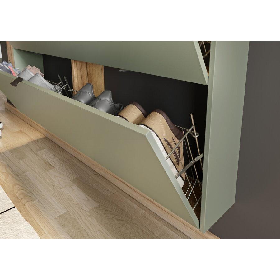 Ameca Taupe Groen / Eiken Schoenenkast 2-Kleppen Ameca Taupe Groen / Eiken Schoenenkast 2-Kleppen