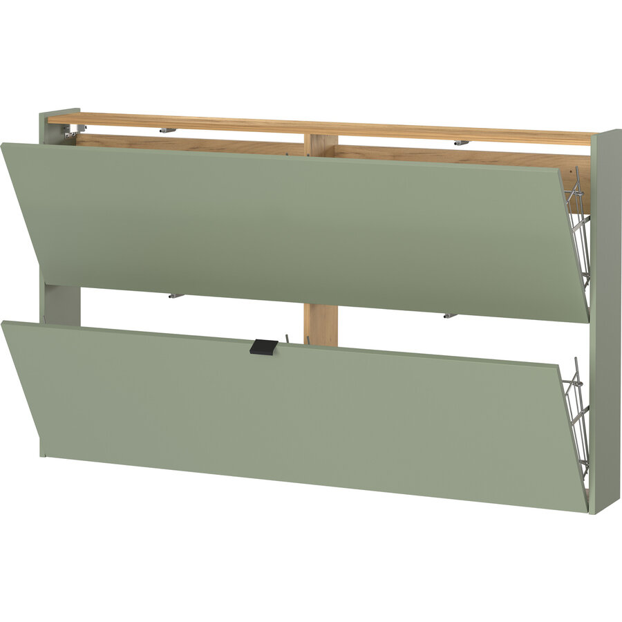 Ameca Taupe Groen / Eiken Schoenenkast 2-Kleppen Ameca Taupe Groen / Eiken Schoenenkast 2-Kleppen