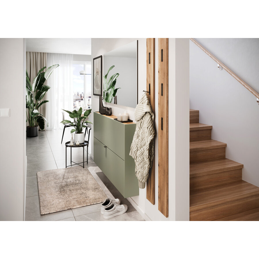 Ameca Taupe Groen / Eiken Schoenenkast 2-Kleppen Ameca Taupe Groen / Eiken Schoenenkast 2-Kleppen