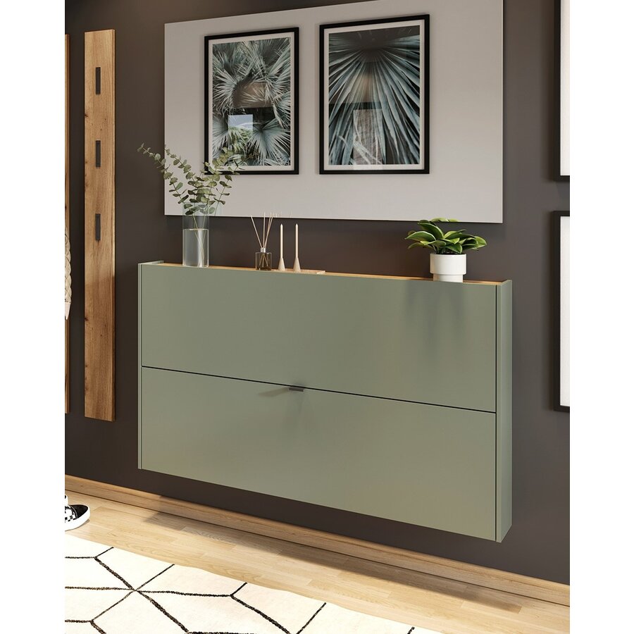 Ameca Taupe Groen / Eiken Halmeubelset Twee Ameca Taupe Groen / Eiken Halmeubelset Twee