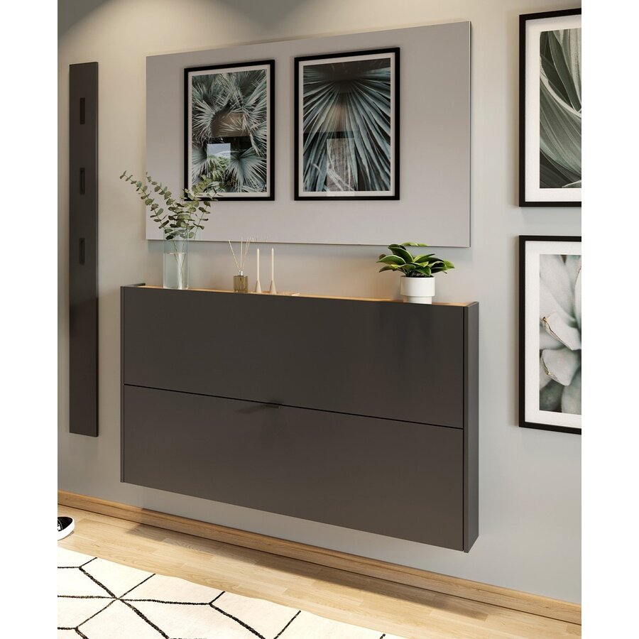 Ameca Grafiet / Eiken Halmeubelset Twee