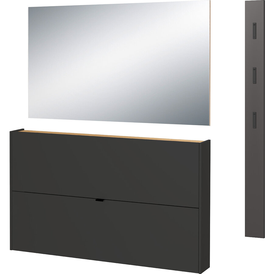 Ameca Grafiet / Eiken Halmeubelset Twee