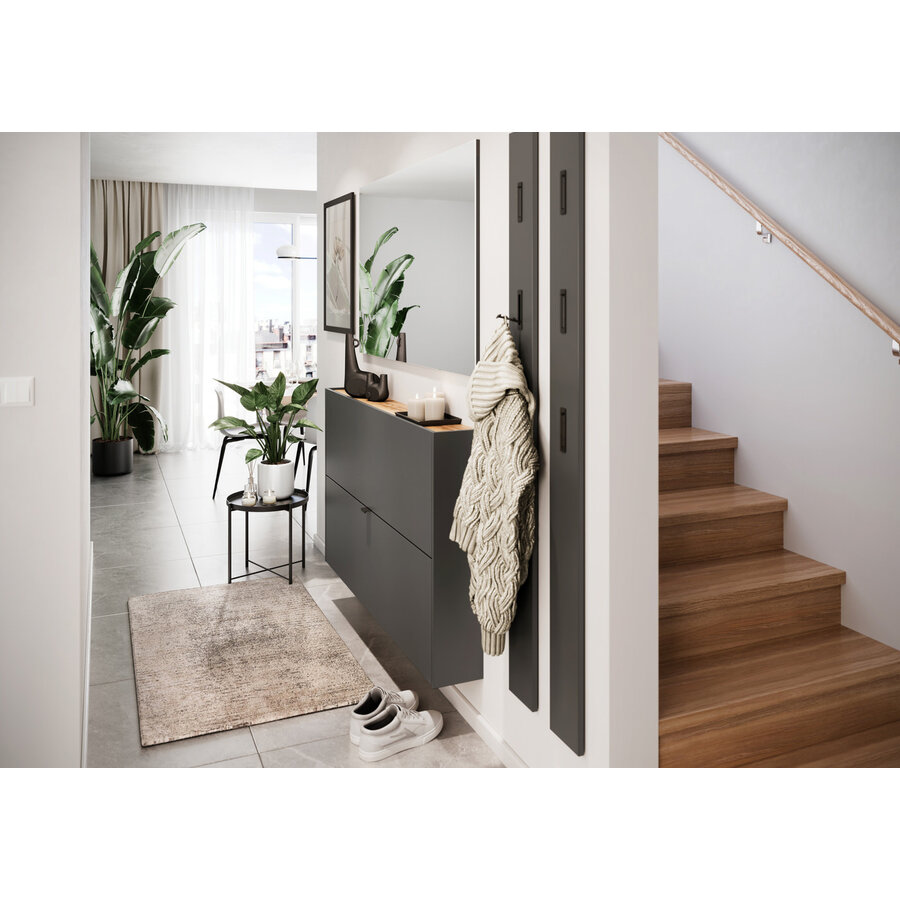 Ameca Grafiet / Eiken Halmeubelset Twee