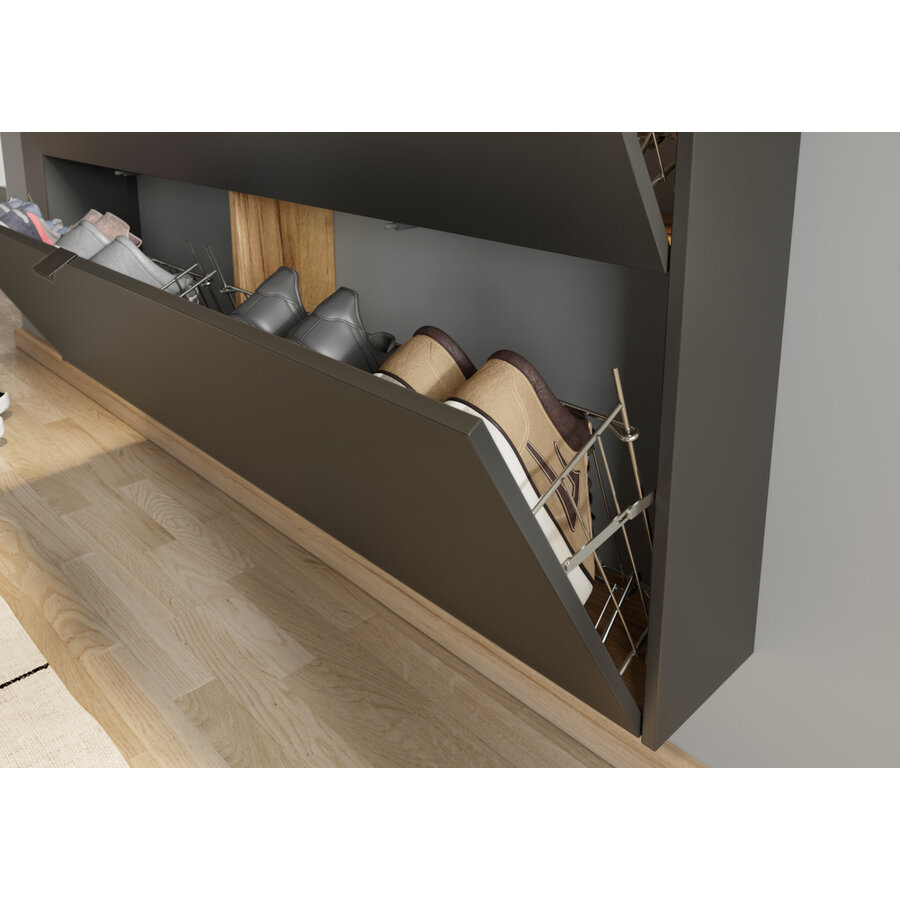 Ameca Grafiet / Eiken Halmeubelset Twee