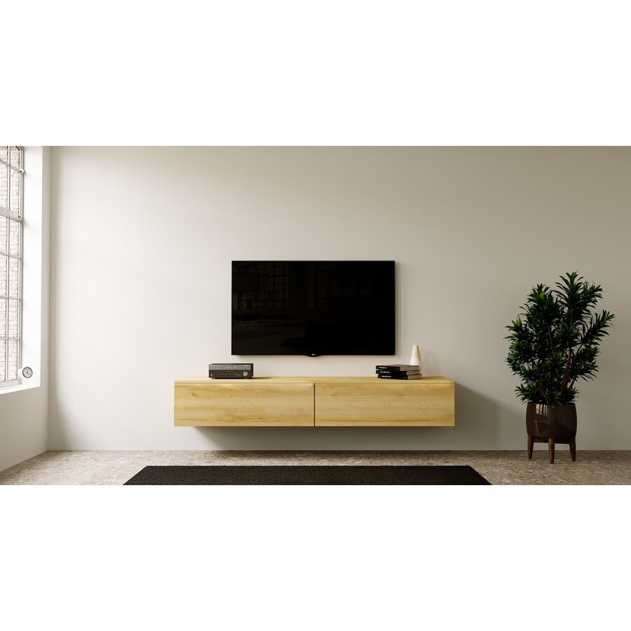 Levana Trendy Eiken 240 cm TV Wandmeubel Levana Trendy Eiken 240 cm TV Wandmeubel