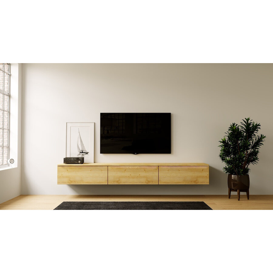 Levana Trendy Eiken 300 cm TV Wandmeubel Levana Trendy Eiken 300 cm TV Wandmeubel