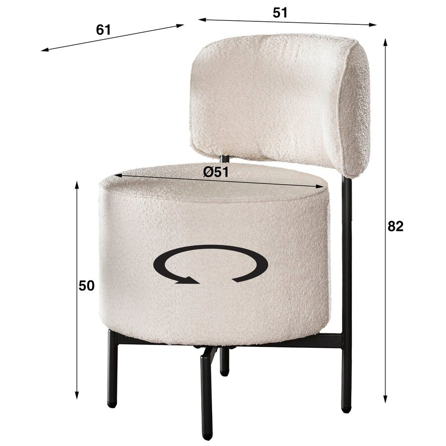 Cocktail Grijs Bouclé Draaistoel Cocktail Grijs Bouclé Draaistoel