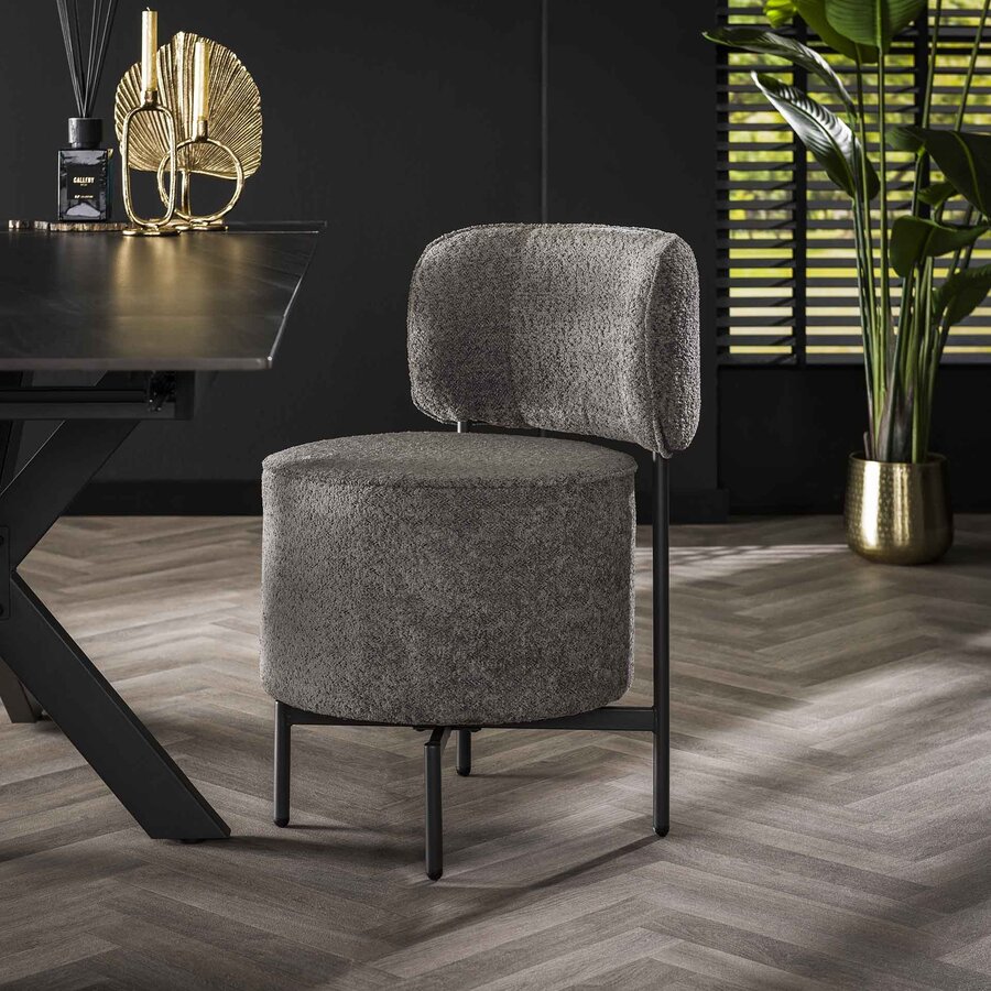 Cocktail Grijs Bouclé Draaistoel Cocktail Grijs Bouclé Draaistoel