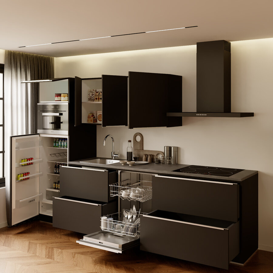 Turin Salie Rechte Keuken Zwart Turin Salie Rechte Keuken Zwart