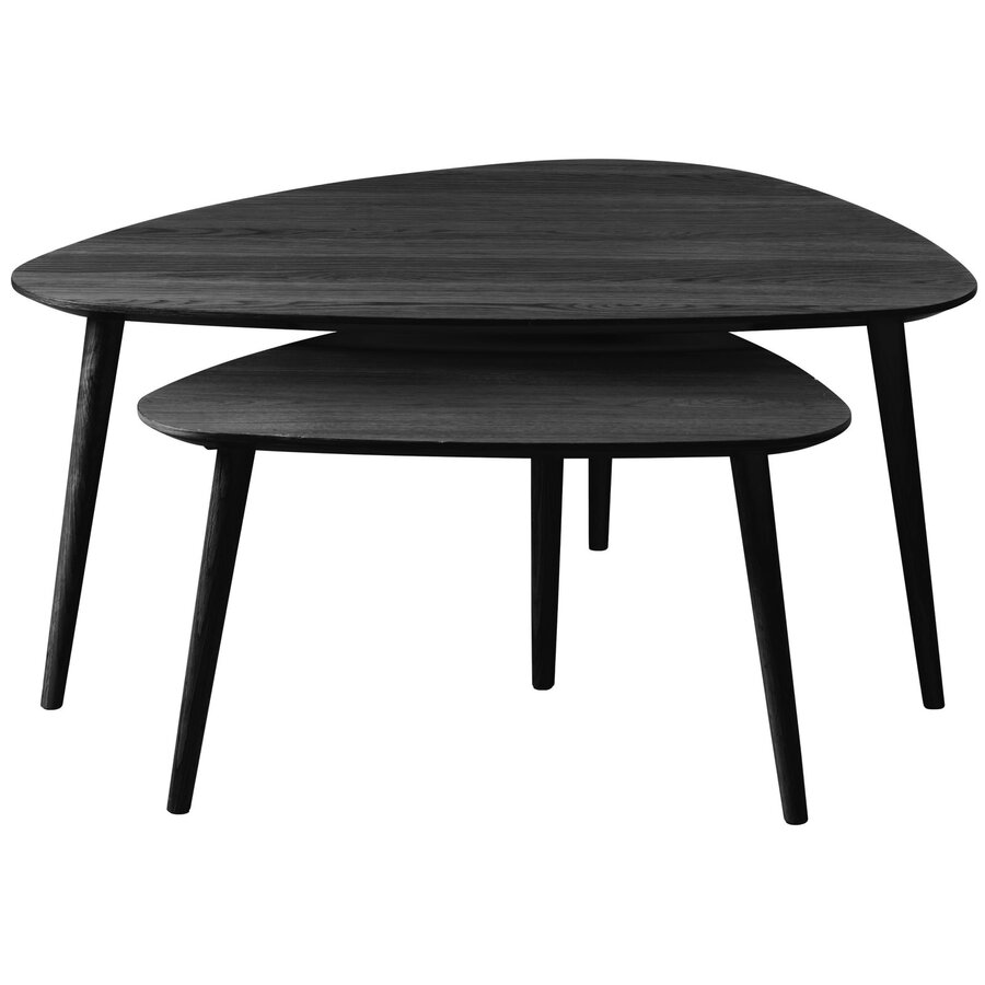 Adda Zwart Eiken Salontafel Set Driehoek