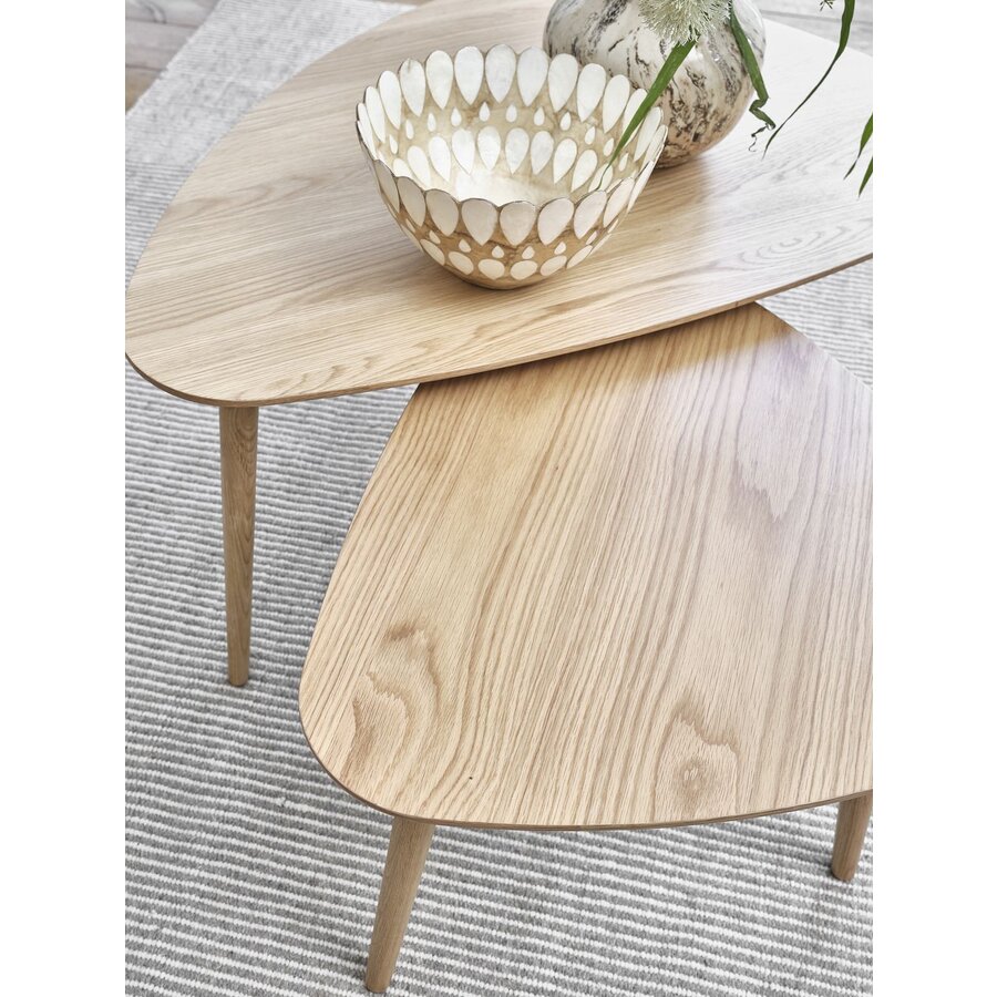 Adda Naturel Eiken Salontafel Set Driehoek