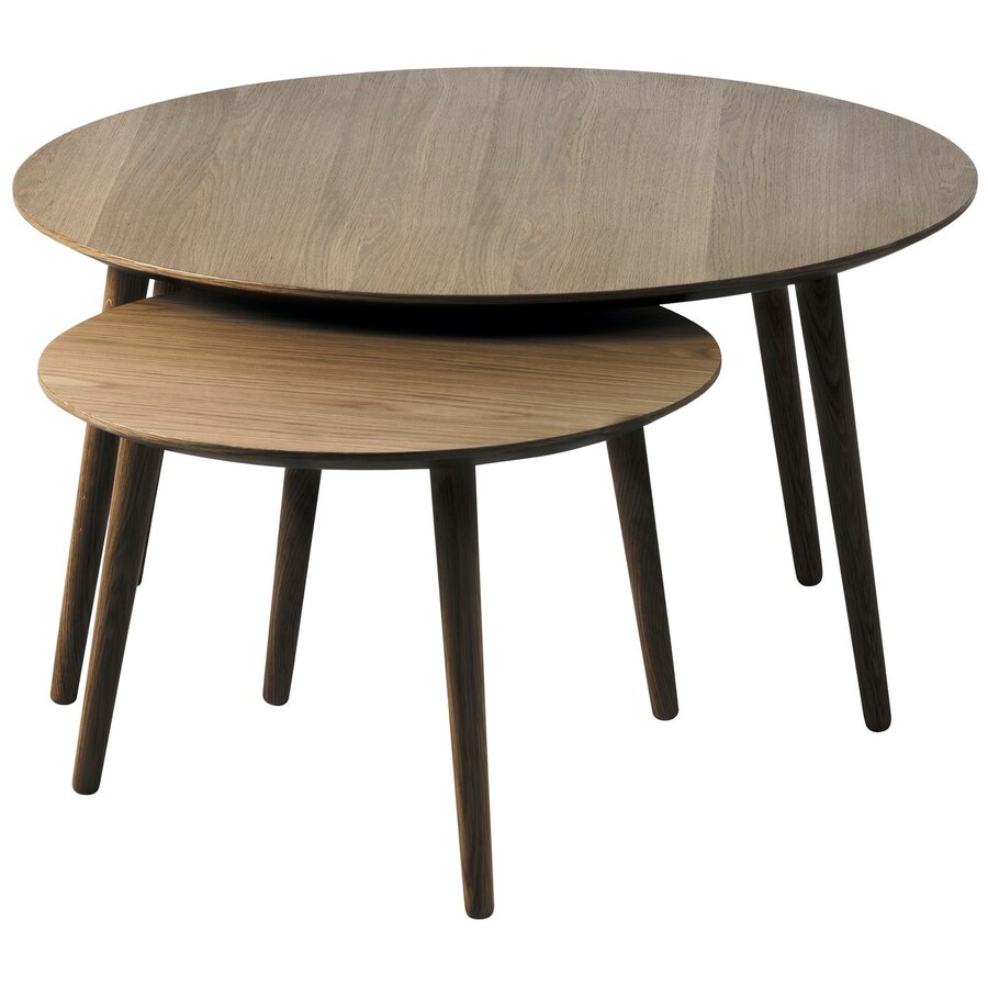 Adda Gerookt Eiken Salontafel Set Rond