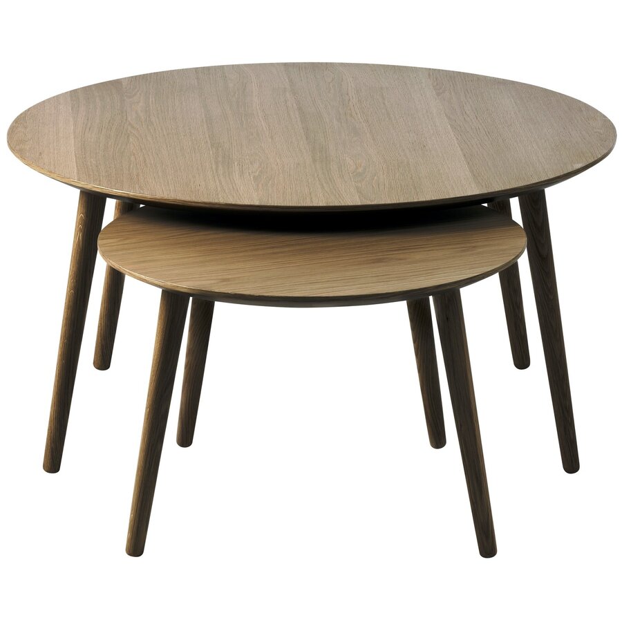 Adda Gerookt Eiken Salontafel Set Rond