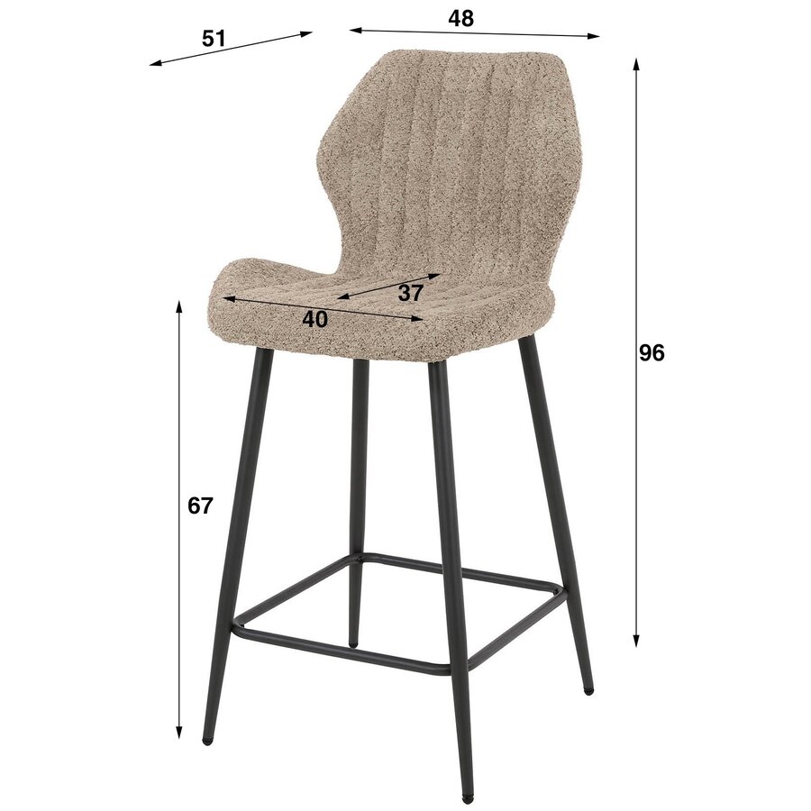 Lubu Grijs Bouclé Barstoel Lubu Grijs Bouclé Barstoel