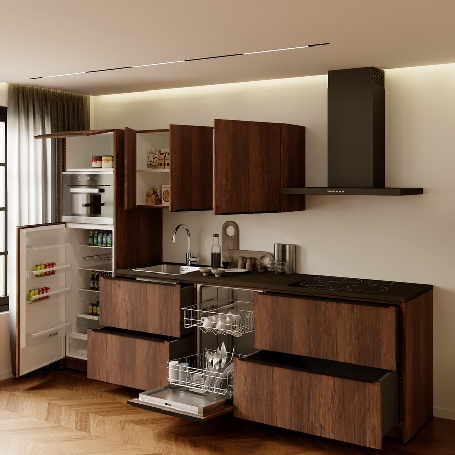 Trentino Salie Rechte Keuken Walnoot Trentino Salie Rechte Keuken Walnoot