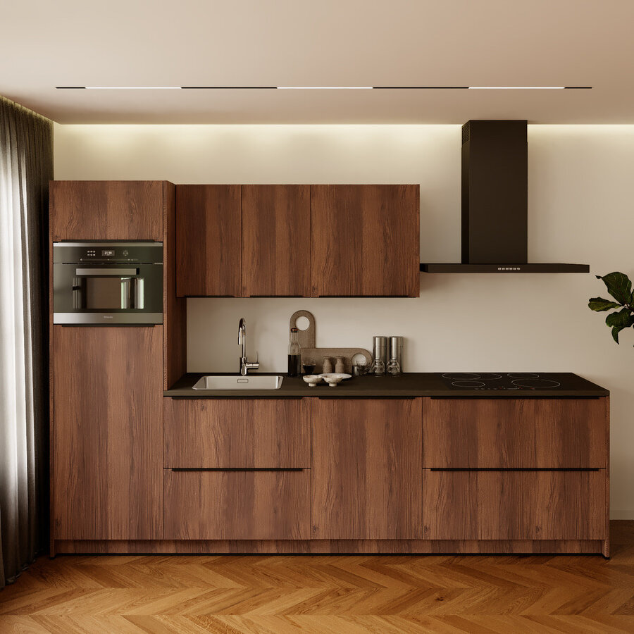 Trentino Salie Rechte Keuken Walnoot Trentino Salie Rechte Keuken Walnoot