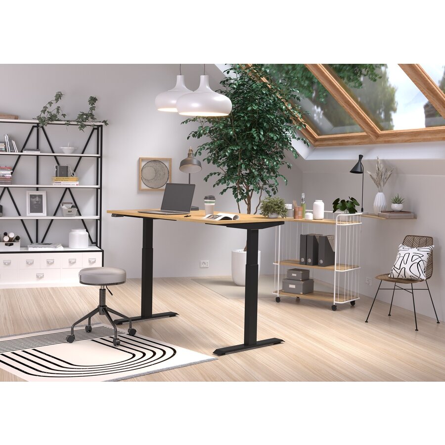 Jet 140 cm Eiken / Zwart Elektrische Zit Sta Bureautafel Jet 140 cm Eiken / Zwart Elektrische Zit Sta Bureautafel