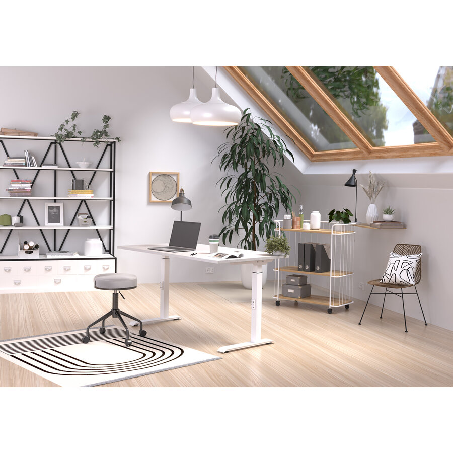 Downey 120 cm Cashmere / Wit Zit Sta Bureautafel Downey 120 cm Cashmere / Wit Zit Sta Bureautafel