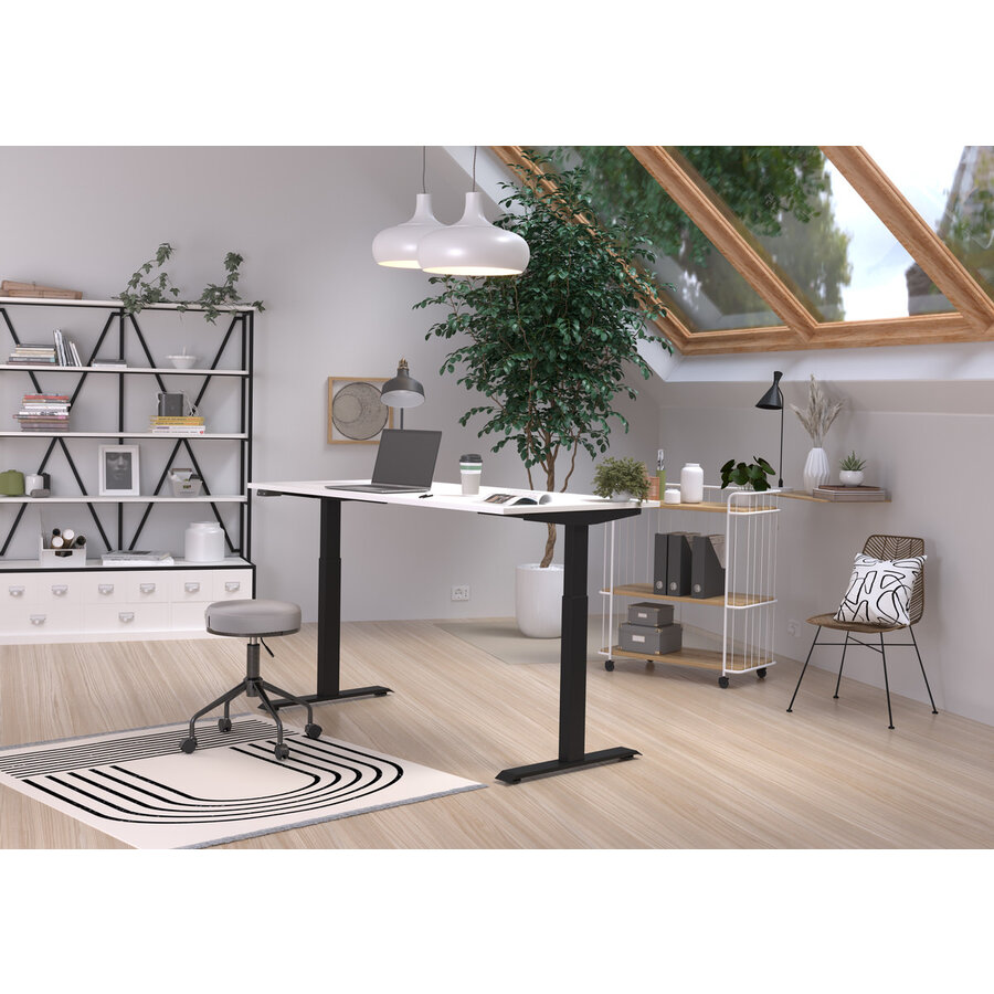 Jet  160 cm Wit / Zwart Elektrische Zit Sta Bureautafel Jet  160 cm Wit / Zwart Elektrische Zit Sta Bureautafel