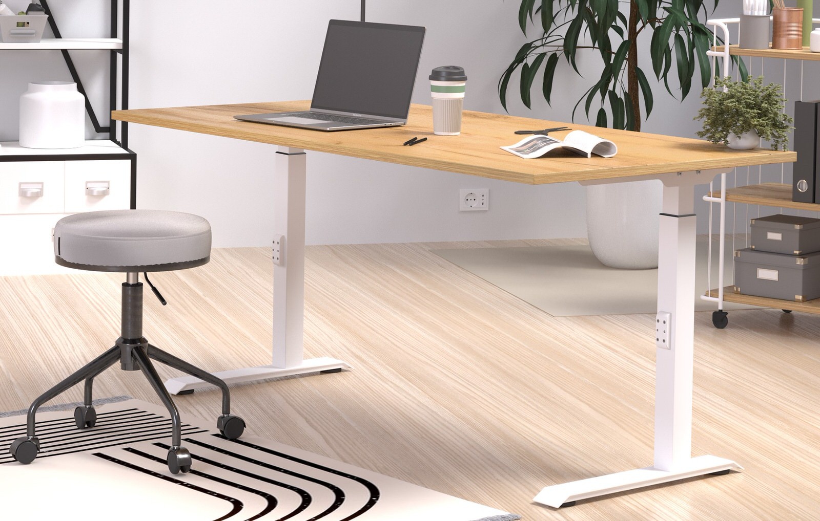 Germania Downey 160 cm Eiken / Wit Zit Sta Bureautafel