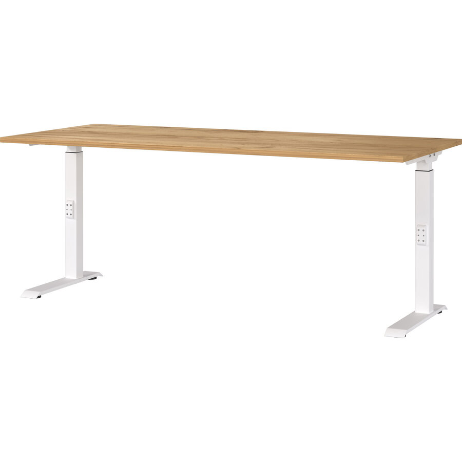 Downey 180 cm Eiken / Wit Zit Sta Bureautafel Downey 180 cm Eiken / Wit Zit Sta Bureautafel