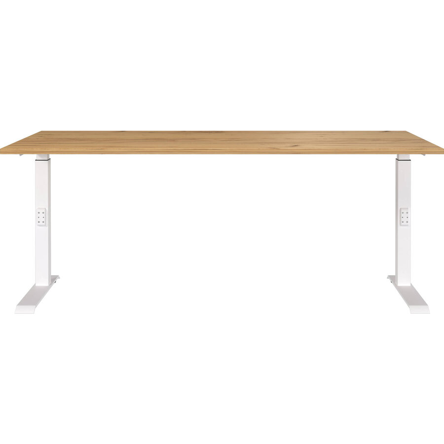 Downey 180 cm Eiken / Wit Zit Sta Bureautafel Downey 180 cm Eiken / Wit Zit Sta Bureautafel