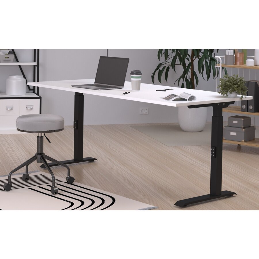Downey 180 cm Wit / Zwart Zit Sta Bureautafel