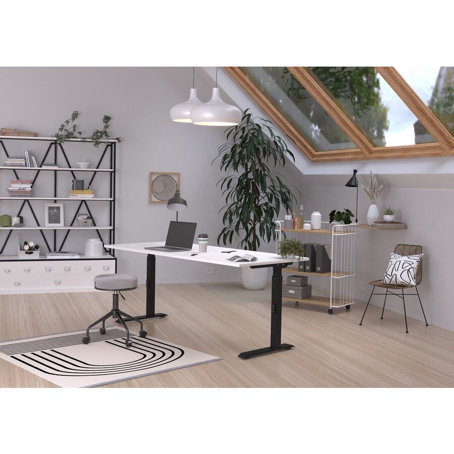 Downey 180 cm Wit / Zwart Zit Sta Bureautafel