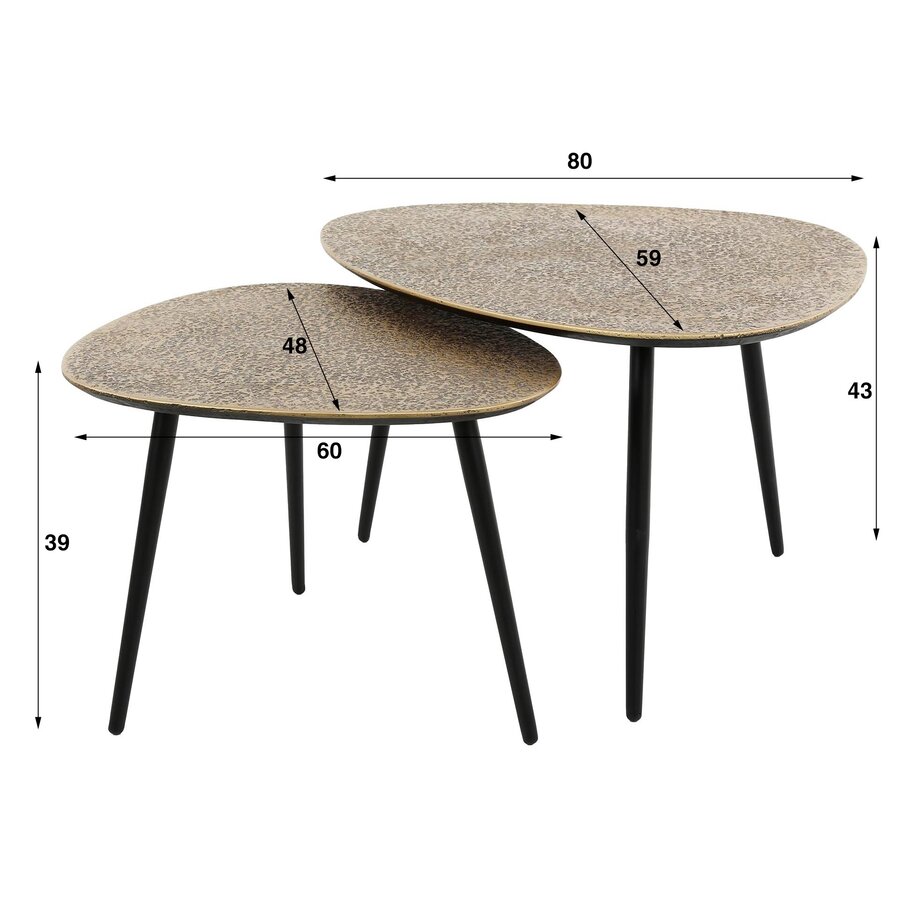 Chezelle Driehoekig Salontafel Set van 2 Brons Chezelle Driehoekig Salontafel Set van 2 Brons