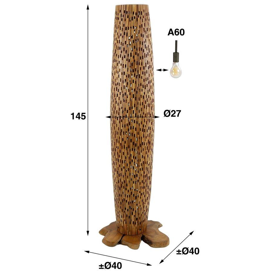 Bars Teakhouten Vloerlamp Medium Bars Teakhouten Vloerlamp Medium